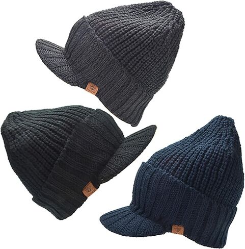 قبعة صغيرة للشتاء للرجال من Lomodo 3 قطع قبعة صغيرة دافئة سميكة قبعة مع قناع للتزلج والجري وركوب الخيل, اسود رمادي كحلي, One Size in Kuwait