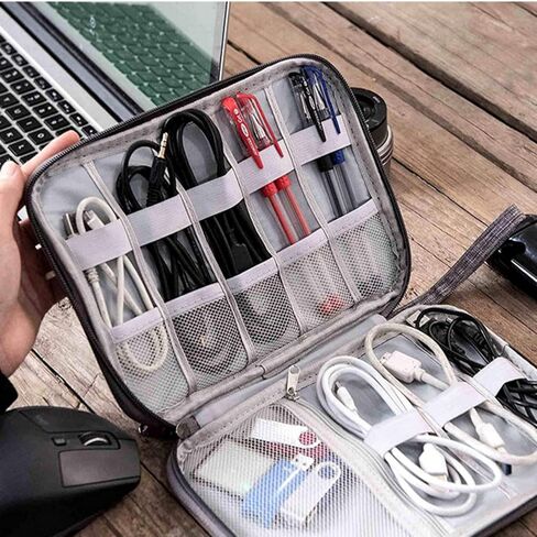 CNFZLIYUER منظم حزام الساعة، حقيبة تخزين لأحزمة الساعة مقاومة للماء من النايلون الرمادي لأشرطة الساعة مع سحاب، حقيبة تخزين للسفر للإلكترونيات المحمولة لأشرطة الساعة، سماعات الأذن، خط البيانات، قرص U in Kuwait