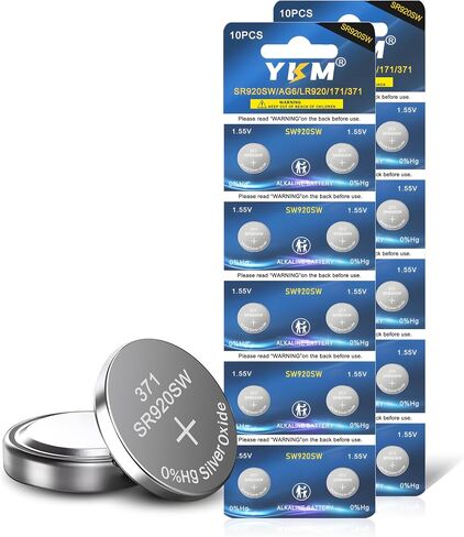 YKM 20 قطعة 371 370 SR920SW بطاريات خلية زر لمشاهدة السمع آلة حاسبة لعبة مصباح يدوي صغير 1.55 فولت بطارية أكسيد الفضة in Kuwait