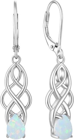 Vesitim Celtic Dangle Drop Earrings for Women 925 Sterling Silver Gemstones Good Luck Celtic Knot Rhodium Plated Jewelry with Months Birthstone in Kuwait