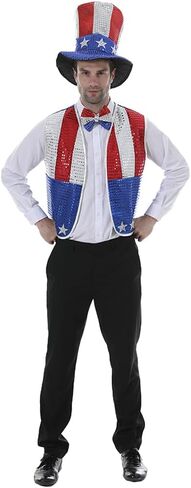 EraSpooky Men's Sequined Uncle Sam Costume Independence Day Fancy Dress in Saudi Arabia
