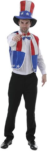 EraSpooky Men's Sequined Uncle Sam Costume Independence Day Fancy Dress in Saudi Arabia