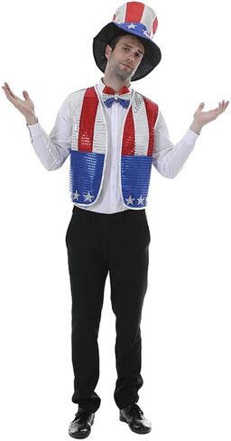 EraSpooky Men's Sequined Uncle Sam Costume Independence Day Fancy Dress in Saudi Arabia