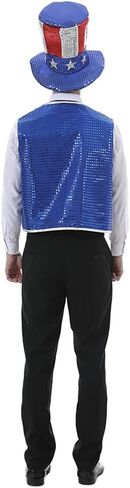 EraSpooky Men's Sequined Uncle Sam Costume Independence Day Fancy Dress in Saudi Arabia