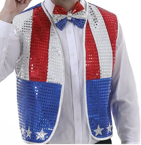 EraSpooky Men's Sequined Uncle Sam Costume Independence Day Fancy Dress in Saudi Arabia