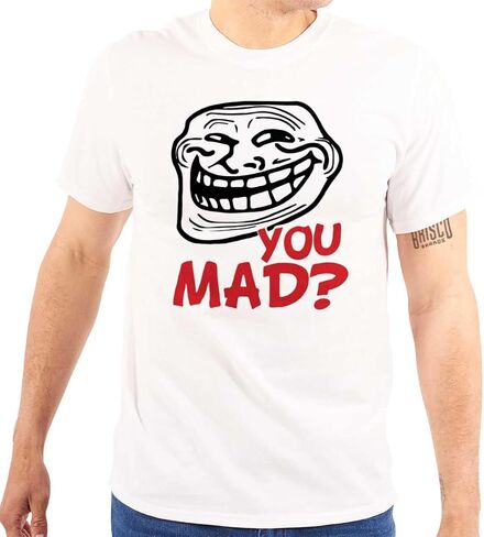 Brisco Brands Troll Face You Mad Trollface Meme Graphic T Shirt Men or Women in Saudi Arabia