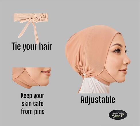 Solid Color 3- Pack Full Cover Inner Hijab Cap. Under Scarf Cap for Muslim Women. Coffee, Black and Blue Color Inner Hijab Cap… in Kuwait