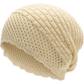 ZLYC Crochet Slouchy Beanie for Women Soft Lightweight Skull Cap Cutout Stretch Knit Hat