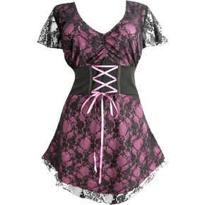 Dare to Wear Sweetheart Corset Top: Romantic Victorian Gothic Women's Lace Chemise for Everyday Halloween Cosplay Festivals