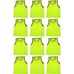 BlueDot Trading Adult Sports Pinnie Scrimmage Training Vest, Yellow, 12 Pack