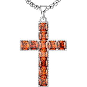 YL Cross Necklace Sterling Silver Big Criss Pendant Crubic Zirconia Crucifix Jewelry for Women