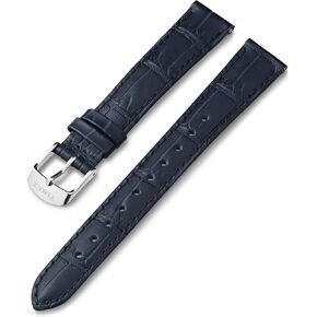 Timex 16mm حزام جلد طبيعي - أزرق مع إبزيم فضي اللون