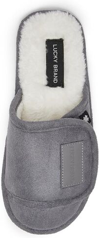 Lucky Brand Boys Slippers - Fuzzy Non Slip Memory Foam House Slippers for Kids - Plush Soft Rubber Sole Bedroom Shoes in Kuwait