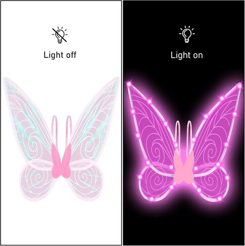 U-Goforst Light Up Fairy Costume Wings for Women Girls Adult, LED Butterfly Wings Wand Halloween Cosplay Dress Up in Kuwait