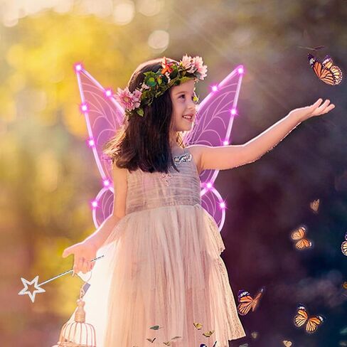 U-Goforst Light Up Fairy Costume Wings for Women Girls Adult, LED Butterfly Wings Wand Halloween Cosplay Dress Up in Kuwait