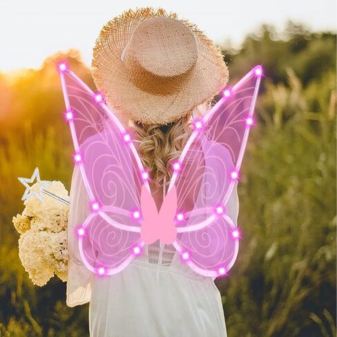 U-Goforst Light Up Fairy Costume Wings for Women Girls Adult, LED Butterfly Wings Wand Halloween Cosplay Dress Up in Kuwait