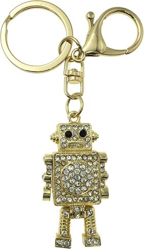 Evenchae Articulated Robot Keychain - Rhinestones, Filigree Back, Drawstring Gift Bag - 4.75" Long - Arms & Legs Move in Kuwait