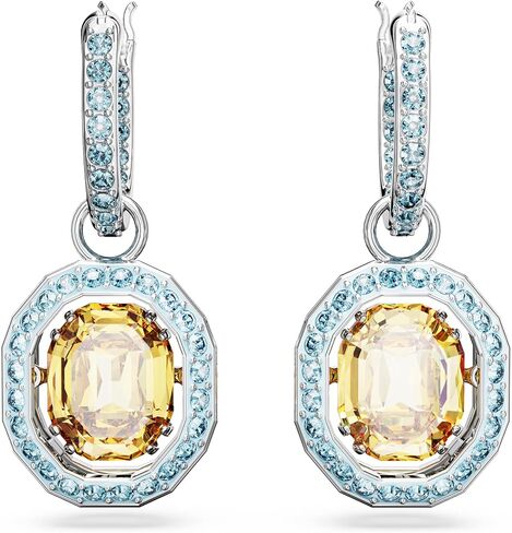 Swarovski Chroma Necklace, Earring, and Bracelet Crystal Jewelry Collection, Rhodium Finish, Gold Tone Finish Pink Crystal, Clear Crystals in Saudi Arabia