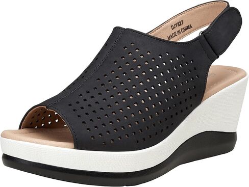 Jeossy Women's Platform Wedge Sandals Slip On 825 Peep Toe High Heel Sandals in Kuwait