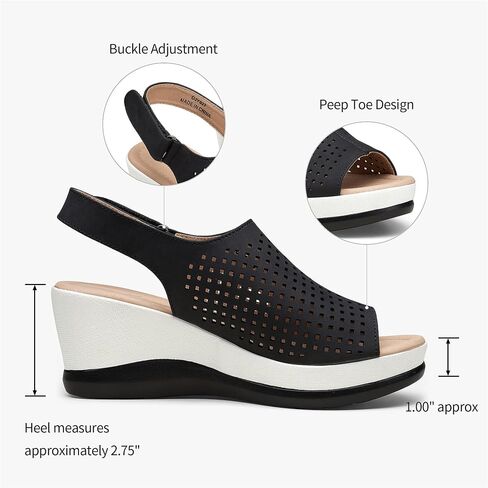 Jeossy Women's Platform Wedge Sandals Slip On 825 Peep Toe High Heel Sandals in Kuwait