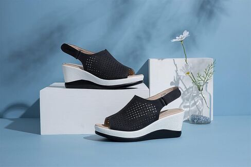 Jeossy Women's Platform Wedge Sandals Slip On 825 Peep Toe High Heel Sandals in Kuwait