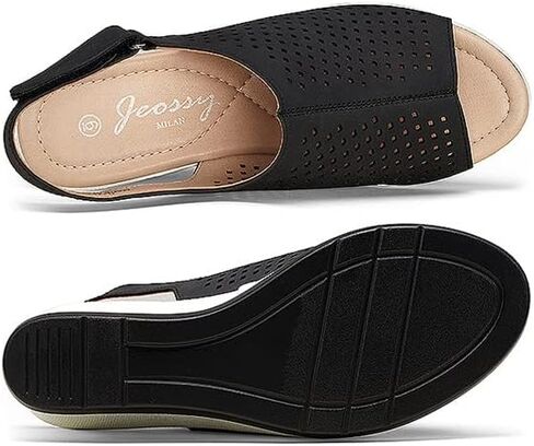 Jeossy Women's Platform Wedge Sandals Slip On 825 Peep Toe High Heel Sandals in Kuwait