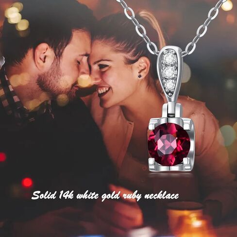 MRENITE الصلبة 14K الذهب الطبيعي جولة روبي/مويسانيتي/أوبال/الأزرق توباز قلادة قلادة الذهب الحقيقي الأحجار الكريمة والمجوهرات هدية للأم النساء in Kuwait