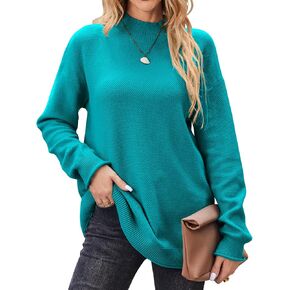 LuckyMore Women's Turtleneck Oversized Batwing Long Sleeve Chunky Knit Tunic Pullover Sweaters