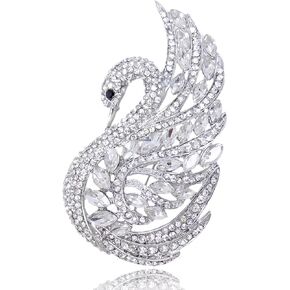 EVER FAITH Women's Austrian Crystal Elegant Swan Bird Bridal Brooch Pin in Kuwait