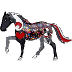 NEWEI Enamel Alloy Elegant Horse Brooch Pin for Women Girl Gift Clothes Scarf Decoration Animal Jewlery