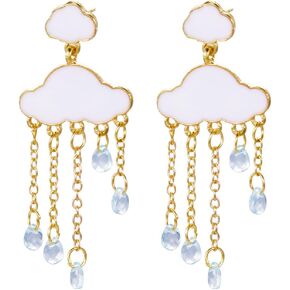 Acrylic Rain Cloud Earrings Cute Cloud Dangle Drop Earrings Colorful Crystal Raindrop Earrings for Women Teen Girls