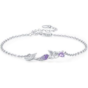 Mermaid/Sea Turtle Bracelet Anklet 925 Sterling Silver Nautical Hawaiian Beach Bracelet, Bohemia Beach Anklet Bracelet Jewelry Birthday Graduation Gifts for Women Girls