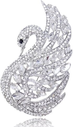 EVER FAITH Women's Austrian Crystal Elegant Swan Bird Bridal Brooch Pin in Kuwait