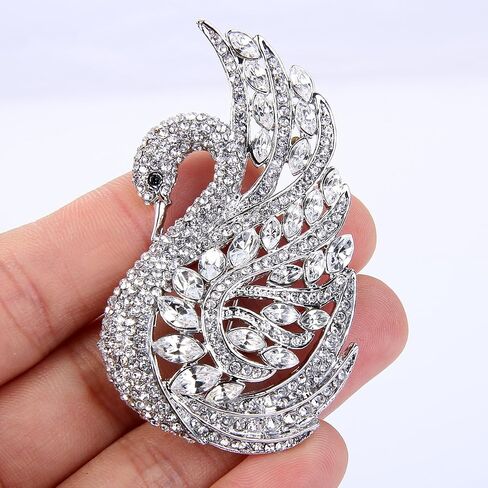 EVER FAITH Women's Austrian Crystal Elegant Swan Bird Bridal Brooch Pin in Kuwait