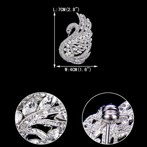 EVER FAITH Women's Austrian Crystal Elegant Swan Bird Bridal Brooch Pin in Kuwait