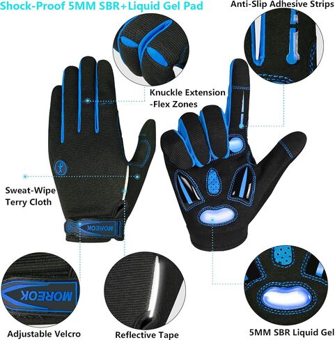 MOREOK Cycling Gloves Bike Gloves for Men/Women-[Breathable Anti-Slip 5MM Gel Pad] Biking Gloves Full Finger Road Bike MTB Bicycle Gloves-for Cycling/Fitness/Motorcycle/Gym/Training/Outdoor Sports in Kuwait