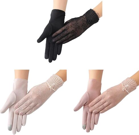 قفازات KADBLE النسائية للقيادة الواقية من الشمس، قفازات صيفية من الدانتيل تعمل باللمس للاستخدام الخارجي in Kuwait