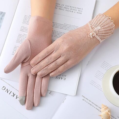 قفازات KADBLE النسائية للقيادة الواقية من الشمس، قفازات صيفية من الدانتيل تعمل باللمس للاستخدام الخارجي in Kuwait