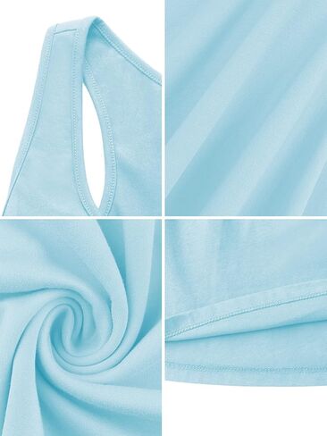 Missufe Women's Sleeveless Racerback Flared Casual Plain Tank Dress in Kuwait