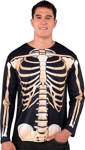 Spooktacular Creations Adult Men Skeleton T-Shirt Costume, 3D Long Sleeve Skeleton Costume for Halloween Dress Up Party in Saudi Arabia