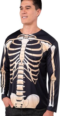 Spooktacular Creations Adult Men Skeleton T-Shirt Costume, 3D Long Sleeve Skeleton Costume for Halloween Dress Up Party in Saudi Arabia