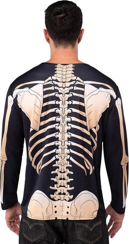 Spooktacular Creations Adult Men Skeleton T-Shirt Costume, 3D Long Sleeve Skeleton Costume for Halloween Dress Up Party in Saudi Arabia