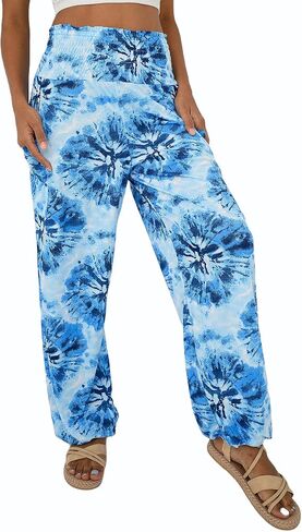 بنطال حريم نسائي من Anthika بخصر عالٍ هيبي بوهو يوجا بالازو كاجوال مع جيوب in Kuwait