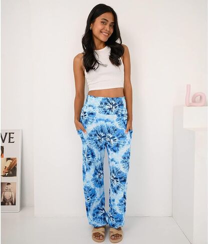 بنطال حريم نسائي من Anthika بخصر عالٍ هيبي بوهو يوجا بالازو كاجوال مع جيوب in Kuwait