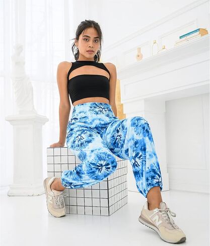 بنطال حريم نسائي من Anthika بخصر عالٍ هيبي بوهو يوجا بالازو كاجوال مع جيوب in Kuwait