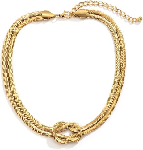 asftdcat Metallic Texture Necklace Knot Chain Necklace for Female Punk Style Hip-hop Geometric Collarbone Collar for Girl in Saudi Arabia