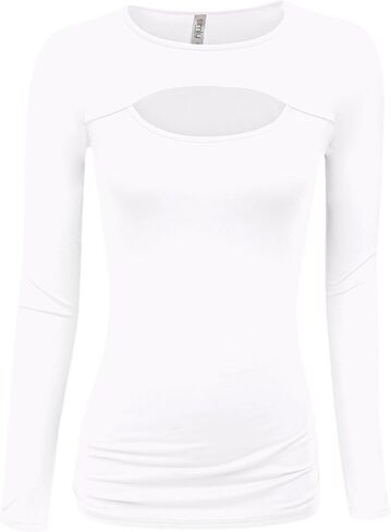 Simlu Womens Keyhole Top Short and Long Sleeve Tops Reg and Plus Size Top for Fall Winter Summer Everyday in Kuwait