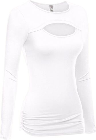 Simlu Womens Keyhole Top Short and Long Sleeve Tops Reg and Plus Size Top for Fall Winter Summer Everyday in Kuwait