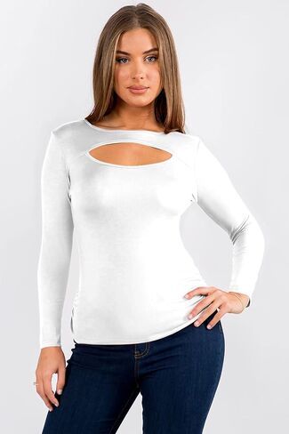 Simlu Womens Keyhole Top Short and Long Sleeve Tops Reg and Plus Size Top for Fall Winter Summer Everyday in Kuwait