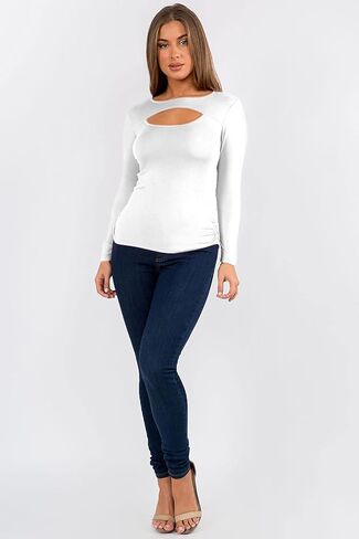 Simlu Womens Keyhole Top Short and Long Sleeve Tops Reg and Plus Size Top for Fall Winter Summer Everyday in Kuwait
